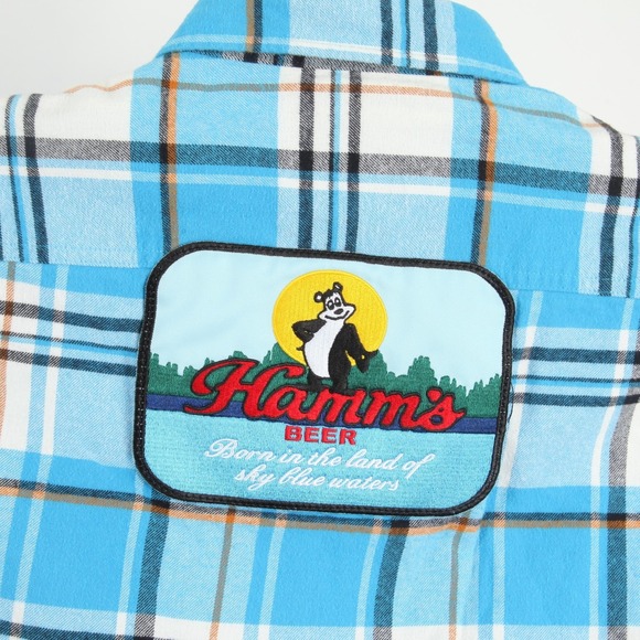Angry Minnow Flannel Co Other - Angry Minnow Flannel Co Hamm's Beer Shirt Mens Large Blue Plaid Cotton Flannel